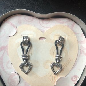 Brighton Black Heart drop earrings